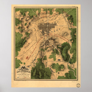 Poster Mapa Vintage do Campo de Batalha de Gettysburg (18