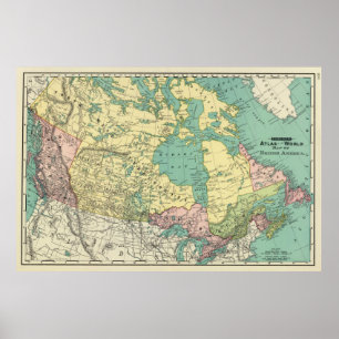 Poster Mapa Vintage do Canadá (1897)