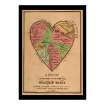 Mapa Vintage do Coração de uma Mulher