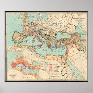 Poster Mapa Vintage do Império Romano (1889)