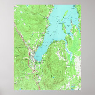 Pôster Mapa Vintage do Lago George New York (1966)