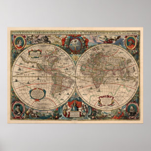 Poster Mapa Vintage do Mundo (1641)
