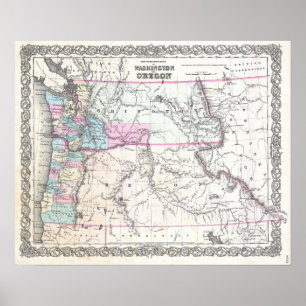 Poster Mapa Vintage do Noroeste do Pacífico
