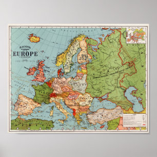 Poster Mapa Vintage Europe
