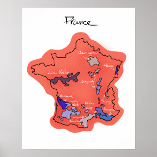 Poster Mapa vitivinícola da França