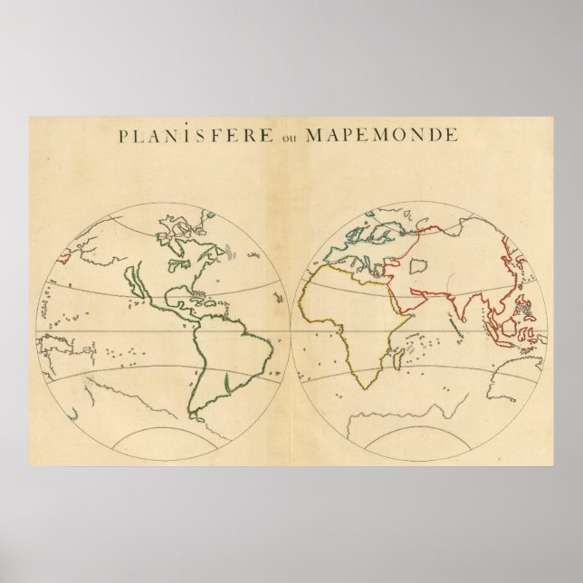 Pôster Mapa Worlp com 5 Zonas (Frente)