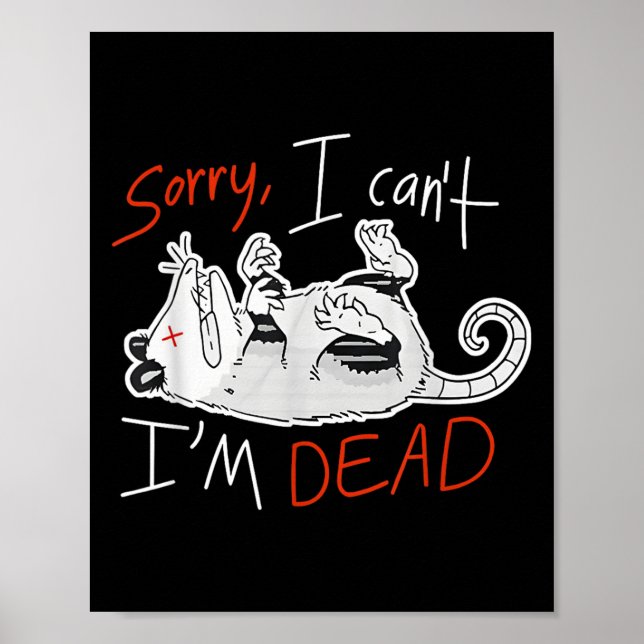 Poster Mapache Desculpe Não Posso Estou Morto Rato  (Frente)