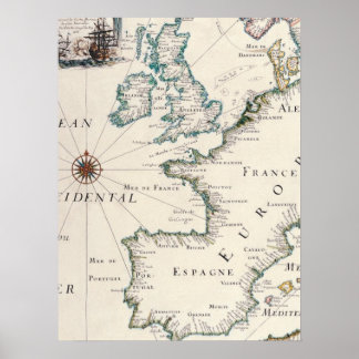 Pôster Mapas antigos do mapa mundial da EuropaMatthaus 11