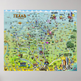 Poster Mapas de diversão do Texas