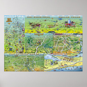 Poster Mapas de diversão do Texas