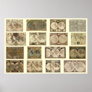 Poster Mapas do Velho Mundo - 16 mapas de vários século