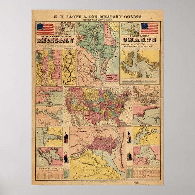 Poster Mapas Estratégicos Militares da Guerra Civil Vinta (Frente)
