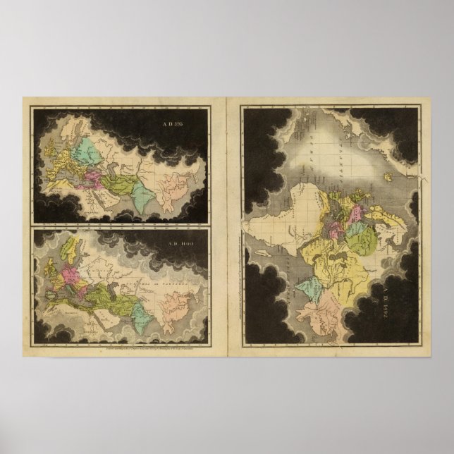 Pôster mapas gravados do mundo (Frente)