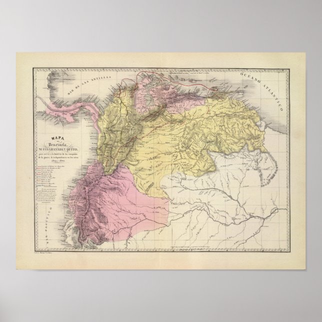 Pôster Mapas Históricos Militares da Venezuela (Frente)