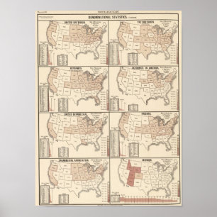 Poster mapas litografados de estatísticas confessionais