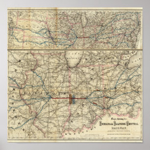 Poster Mapas mostrando o Indiana