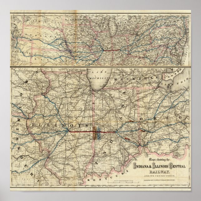 Poster Mapas mostrando o Indiana (Frente)