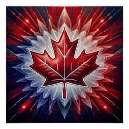 Pôster Maple Leaf Canadian Flag Fractal