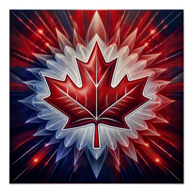 Pôster Maple Leaf Canadian Flag Fractal (Frente)