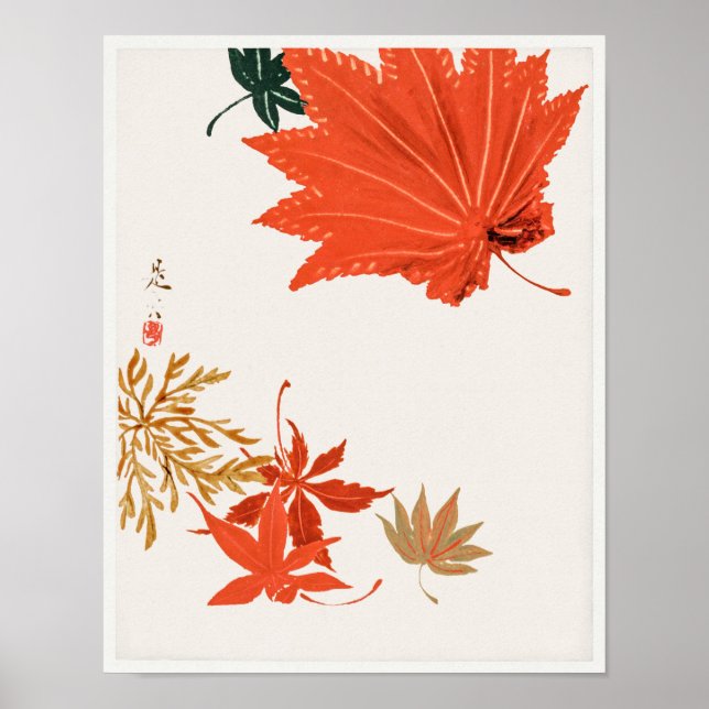 Poster Maple Leaves por Shibata Zeshin (Frente)