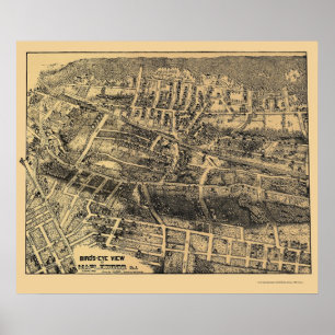 Pôster Maplewood, mapa panorâmico de NJ - 1910