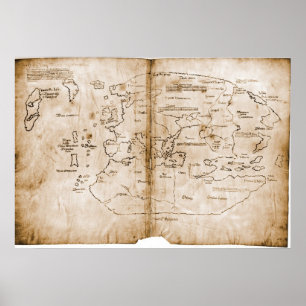 Pôster Mappa Mundi do 15 do Mapa do Vinland Map Century