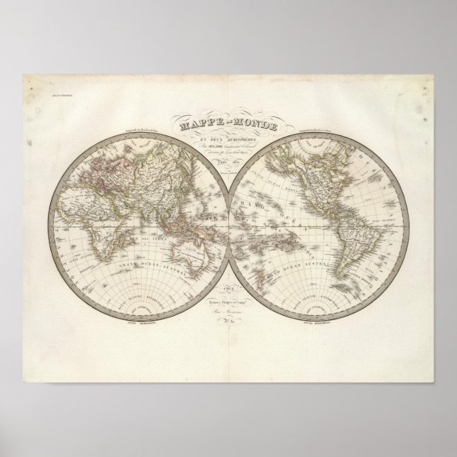 Pôster Mappemonde - Mapa Mundial (Frente)