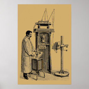 Poster Máquina Antica de Raios X Vitorianos Era Steampunk