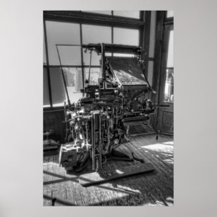 Pôster Máquina da disposição do jornal da linótipo