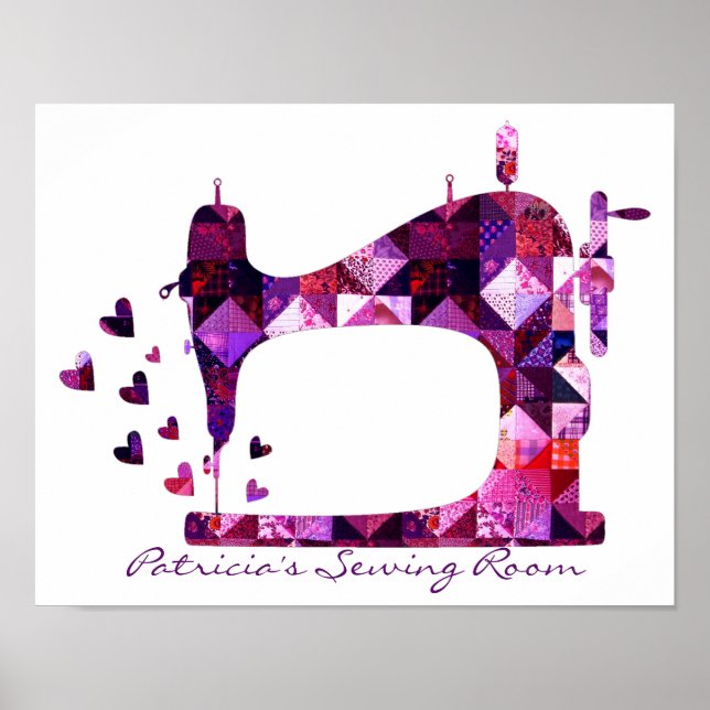 Poster Máquina de costura de retalhos da sala de decantaç (Frente)