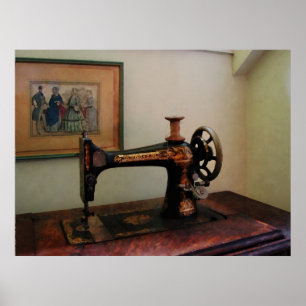 Pôster Máquina de costura e litografia