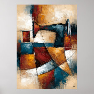 Poster Máquina de Costura Mishin Arte Abstrata para Sala 