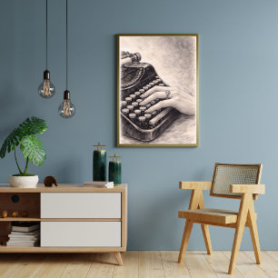 Poster Máquina de Escrever Antiga com Anel de Diamante – 