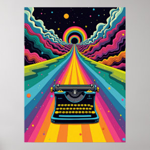 Poster Máquina de escrever no Rainbow Road - Surrealismo