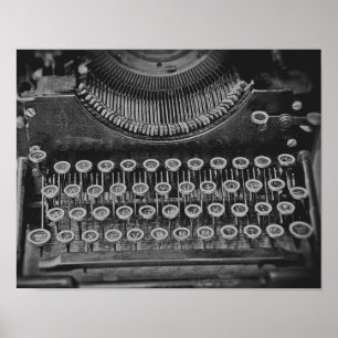 Poster Máquina de Estilos Vintage, em Preto e Branco