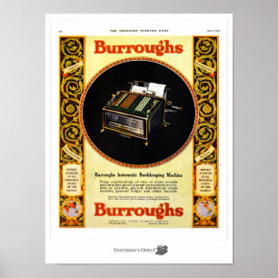 Poster Máquina de Livraria do Office Burroughs de Ontem