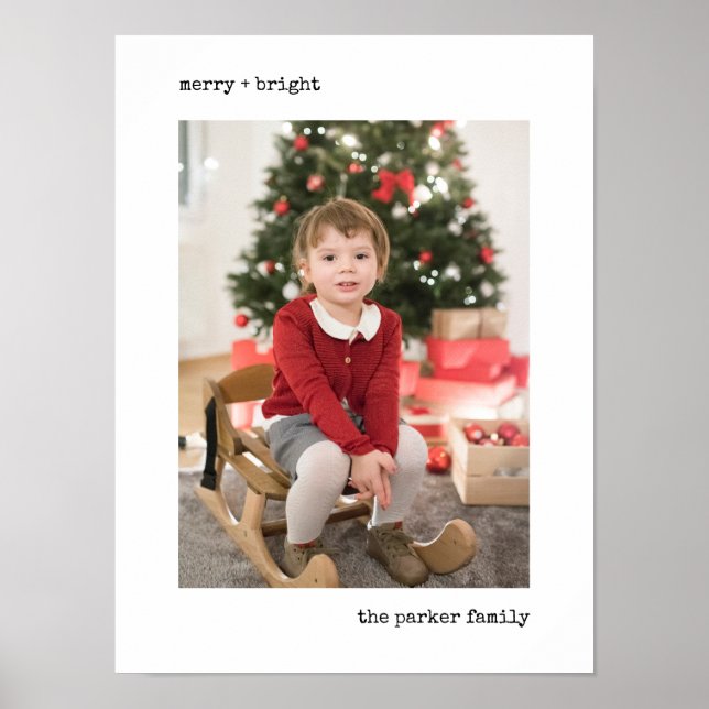 Poster Máquina de Natal | Preto e branco com foto (Frente)