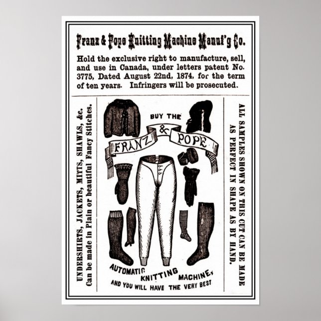 Pôster Máquina de tricô antiga de 13" x 19" (Frente)