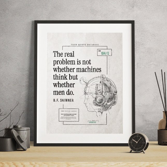 Poster Máquinas com problemas reais que homens pensam em  (Real Problem Machines Men Think Technology Quote Poster)