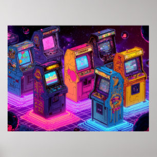 Poster Máquinas De Arcade Retro