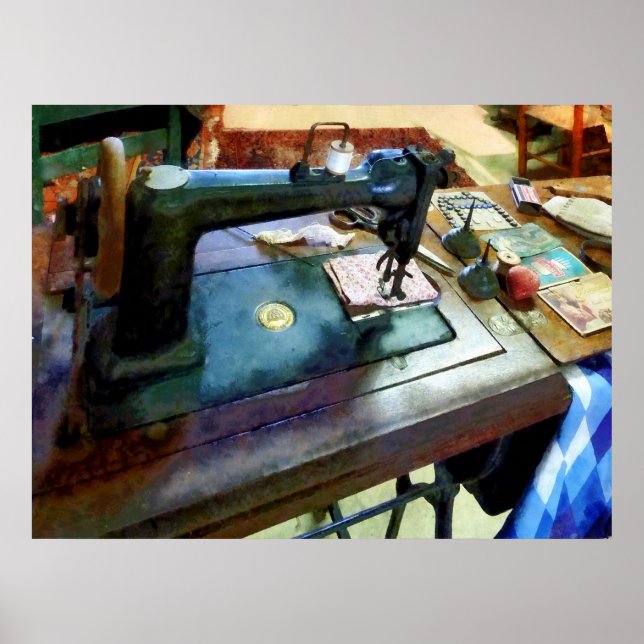 Pôster Máquinas De Costura Com Tesoura (Frente)