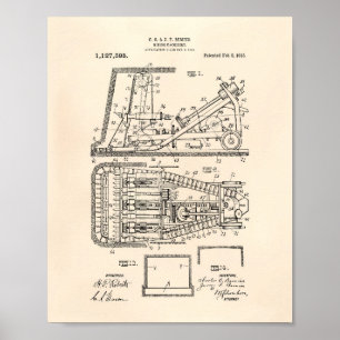 Poster Máquinas De Mineração 1915 Arte Patente Antigo Pep