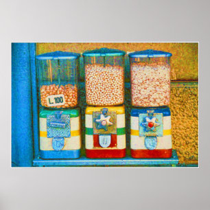 Pôster Máquinas de venda automáticas italianas retros d