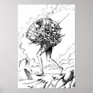Poster Máquinas Móveis de uma Cidade Arruinada.