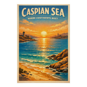 Pôster Mar Cáspio em uma clássica viagem retrô