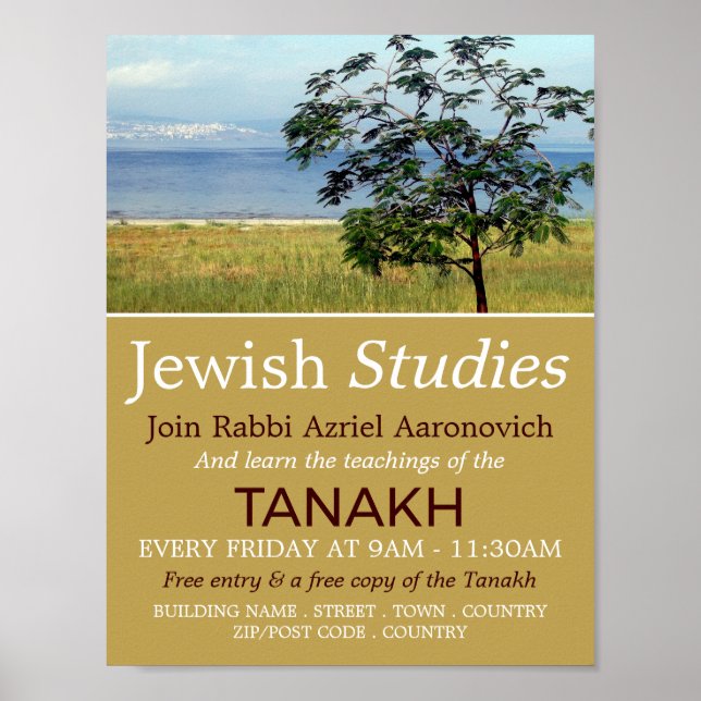 Poster Mar da Galileia, Israel, Judaísmo, Estudos Judaico (Frente)