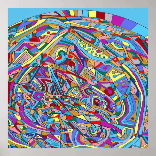 Poster Mar de Coral abstrato (Frente)