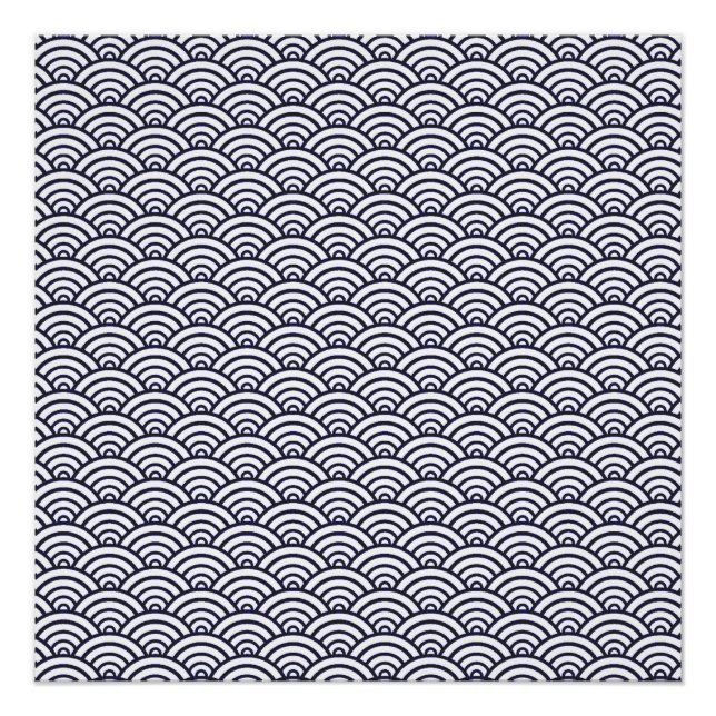 Pôster Mar de Seigaiha - Ondas Azuis Japonesas (Frente)