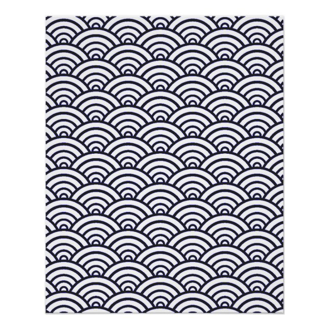 Pôster Mar de Seigaiha - Ondas Azuis Japonesas (Frente)