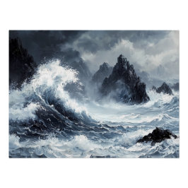 Pôster Mar de Tempestade com ondas de choque dramáticas